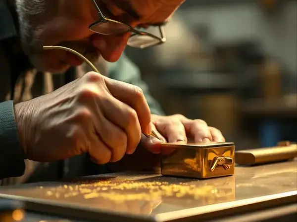 Artisan working on gold plating project