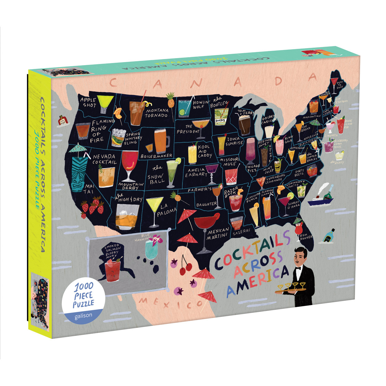 Cocktail Map Of The USA 1000 Piece Puzzle - Galison